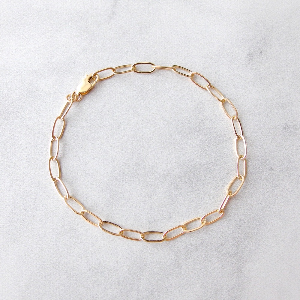 Paperclip chain bracelet 14k gold filled